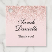 赤面ピンクグリッター紙吹雪パーティーの好意メッセージカード フェイバータグ (正面)