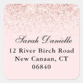 赤面ピンクグリッター紙吹雪差出人住所スクエア スクエアシール (正面)