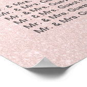 赤面ピンクグリッター結婚の座席表 ポスター (角)