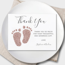 赤面ピンクグリッター足赤ちゃんシャワーありがとう