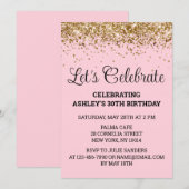赤面ピンクグリッター30歳の誕生日レッツ祝ー 招待状 (正面/裏面)