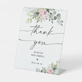 赤面ピンクグリーナリーサンキューサイン 台座サイン (正面)