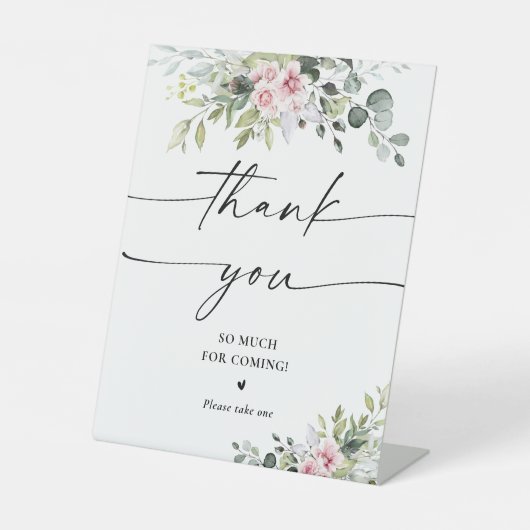 赤面ピンクグリーナリーサンキューサイン 台座サイン (正面)