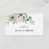 赤面ピンクグリーナリーフラット座席表 プレイスカード (正面)