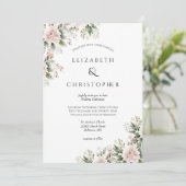 赤面ピンクグリーナリーフローラエレガントな結婚式 招待状 (スタンド正面)