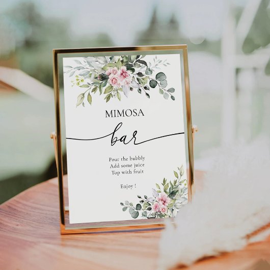 赤面ピンクグリーナリーフローラミモサバー標識 台座サイン