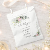 赤面ピンクグリーナリーブライダルシャワーのバッグ フェイバーバッグ (クリップ留めされた状態)