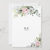 赤面ピンクグリーナリーブライダルシャワー招待 招待状 (裏面)