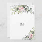 赤面ピンクグリーナリーブライダルシャワー招待 招待状 (裏面)