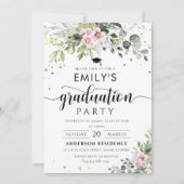 赤面ピンクグリーナリー卒業パーティー招待状 招待状 (正面)
