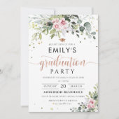 赤面ピンクグリーナリー卒業パーティー招待状 招待状 (正面)
