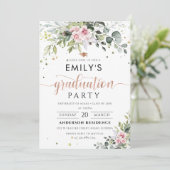 赤面ピンクグリーナリー卒業パーティー招待状 招待状 (スタンド正面)