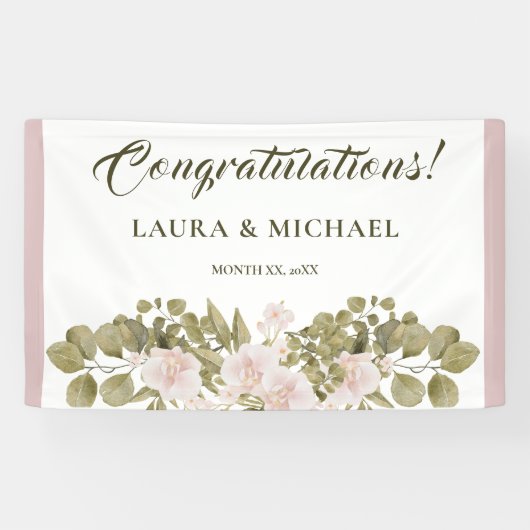 赤面ピンクグリーンエレガントボホスタイルズ結婚バン 横断幕 (横)