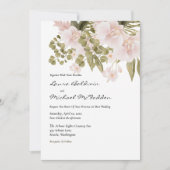 赤面ピンクグリーンエレガントボホスタイル結婚ズInvi 招待状 (正面)