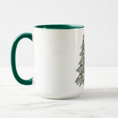 赤面ピンクグリーンクリスマスツリーと星 マグカップ (左)