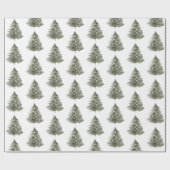 赤面ピンクグリーンクリスマスツリー ラッピングペーパー (フラット)