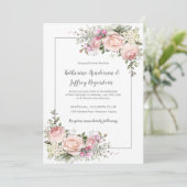 赤面ピンクグリーングレーウォーターフローラ結婚ズ 招待状 (スタンド正面)