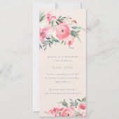 赤面ピンクグリーンバラオーキッドフローラブライダルシャワー 招待状 (正面)