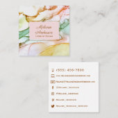 赤面ピンクグリーンパステルインテリアデザイン スクエア名刺 (正面/裏面)