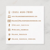 赤面ピンクグリーンパステルインテリアデザイン スクエア名刺 (裏面)