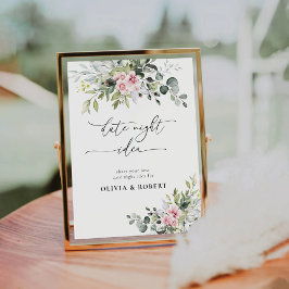 赤面ピンクグリーンフローラデート夜アイディア標識 台座サイン