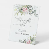 赤面ピンクグリーンフローラデート夜アイディア標識 台座サイン (正面)