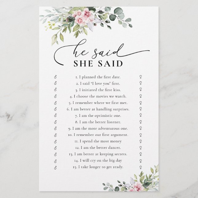 赤面ピンクグリーンブライダルシャワーゲーム (正面)