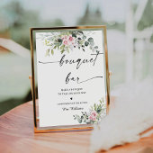 赤面ピンクグリーンブライダルシャワーブーケバー標識 台座サイン