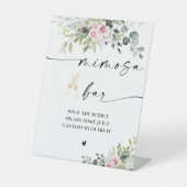 赤面ピンクグリーンブライダルシャワーミモザバー標識 台座サイン (正面)