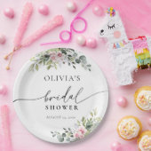 赤面ピンクグリーンブライダルシャワー紙プレート ペーパープレート (パーティー)