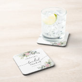 赤面ピンクグリーンブライダルシャワー飲料 コースター (右側)