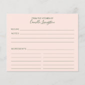 赤面ピンクグリーンミニマルカスタムリストレシピカード (正面)