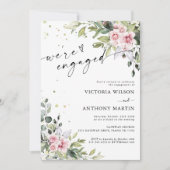 赤面ピンクグリーン婚約パーティ招待状 招待状 (正面)