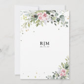 赤面ピンクグリーン婚約パーティ招待状 招待状 (裏面)