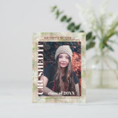 赤面ピンクグリーン抽象芸術卒業発表 ポストカード (スタンド正面)