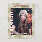 赤面ピンクグリーン抽象芸術卒業発表 ポストカード (正面)