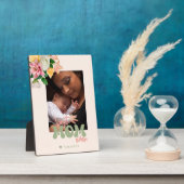 赤面ピンクグリーン春フローラマザーズ日写真 フォトプラーク (側面)