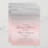 赤面ピンクグレイモダンウォーターブライダルシャワー 招待状 (正面/裏面)