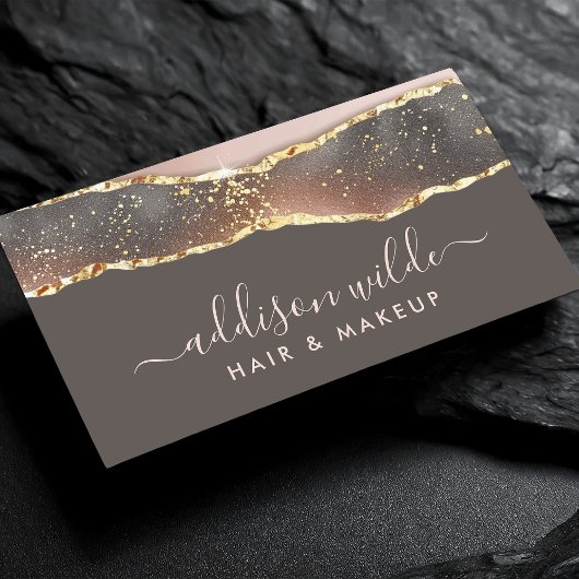 赤面ピンクグレーおよびエレガント金ゴールド 名刺