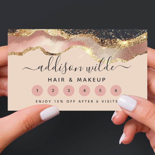 赤面ピンクグレーおよび金ゴールドスモダンクリプト ロイヤリティカード