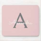 赤面ピンクグレーガーリースクリプトモノグラム名モダン マウスパッド (正面)