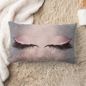 赤面ピンクグレーグレンギーグリッターセメントグラムメイクアップ ランバークッション (ブランケット)
