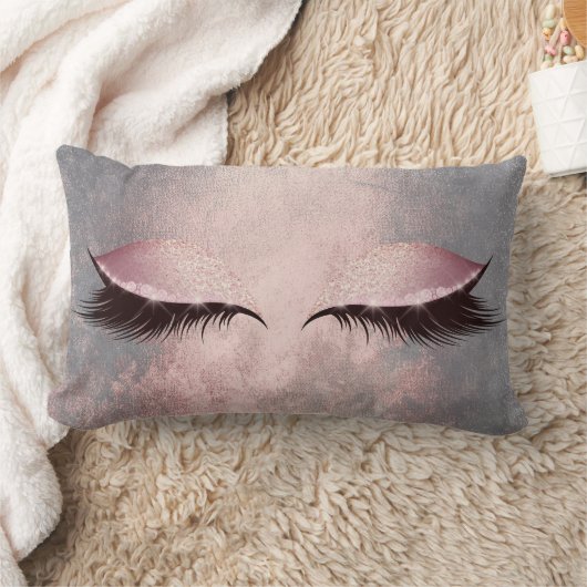 赤面ピンクグレーグレンギーグリッターセメントグラムメイクアップ ランバークッション (ブランケット)