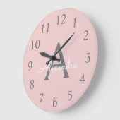 赤面ピンクグレースクリモダンプトモガーリーノグラム名 ラージ壁時計 (傾斜)