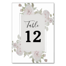 赤面ピンクグレーバラフローラウォーターカラーグリーン テーブルナンバー