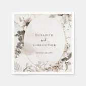 赤面ピンクグレーフローラ水色結婚の スタンダードカクテルナプキン (正面)