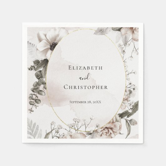 赤面ピンクグレーフローラ水色結婚の スタンダードカクテルナプキン (正面)