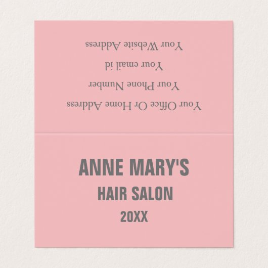 赤面ピンクグレーヘアサロンスパガーリーモダントレンディー 名刺 (外部フラット)