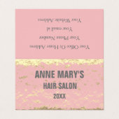 赤面ピンクグレーヘアサロン金ゴールドグリッターパターン 名刺 (外部フラット)