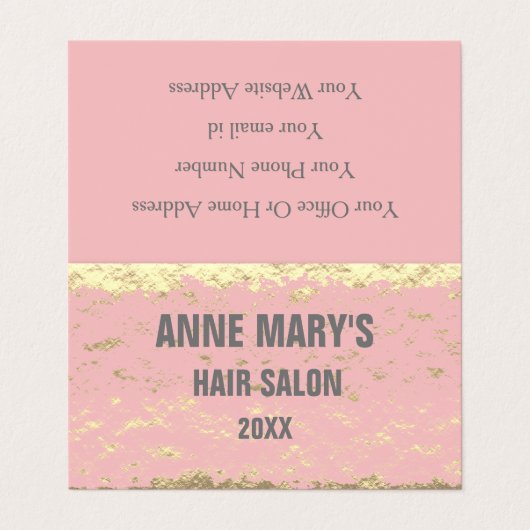 赤面ピンクグレーヘアサロン金ゴールドグリッターパターン 名刺 (外部フラット)